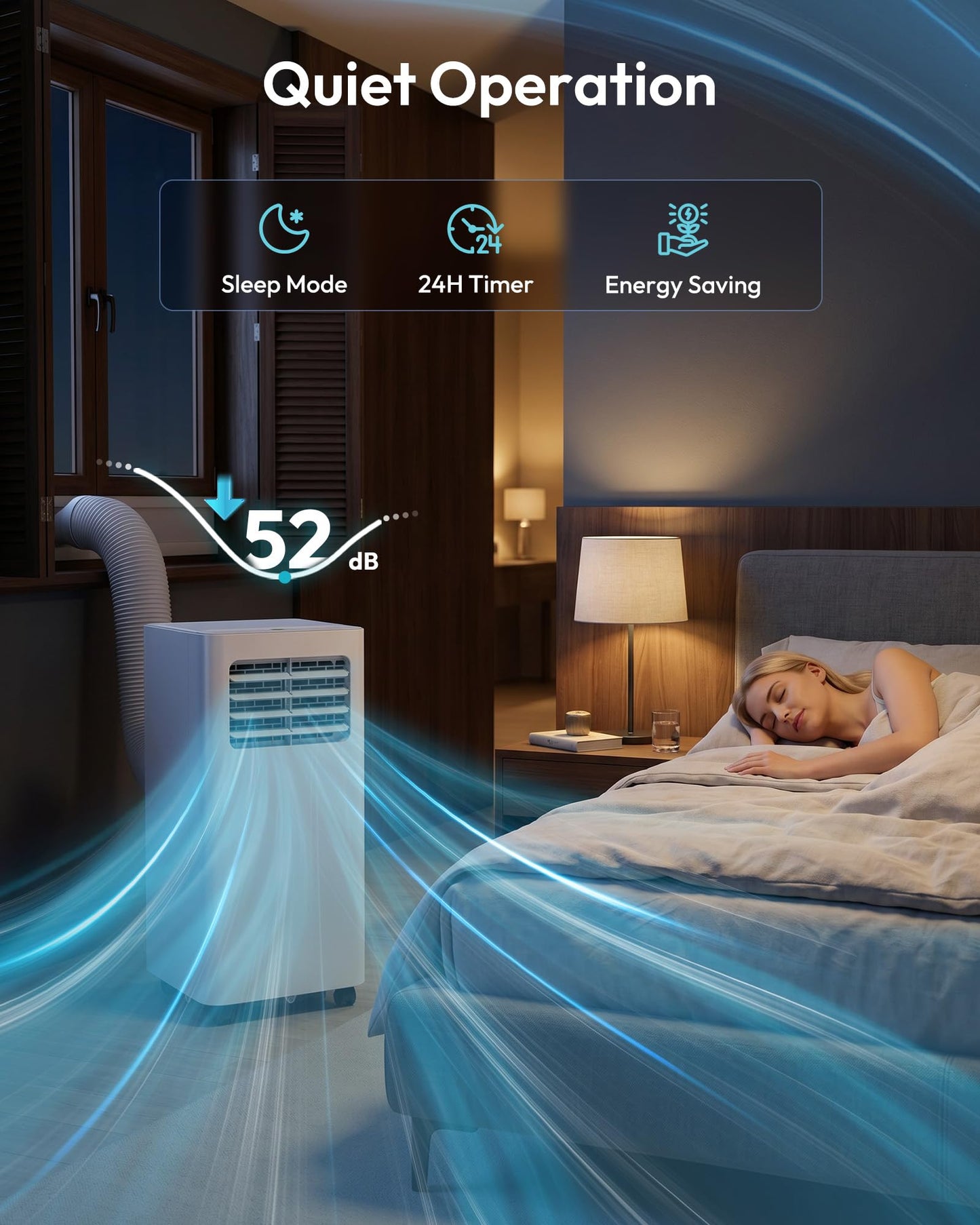 EUHOMY Portable Air Conditioners 12,000 BTU, Smart 3-in-1 AC Unit Cools Rooms Up to 550 Sq.Ft, Built-in Cool, Dehumidifier, Fan, Quiet 50 dB, Includes Remote/WiFi App, Window Kit for Bedroom Comfort
