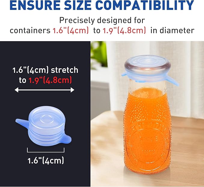 Extra Small Silicone Stretch Lids 1.6 Inch Reusable Silicone Jar Cover to Fit 1.6 Inch to 1.9 Inch Blue 8 pack