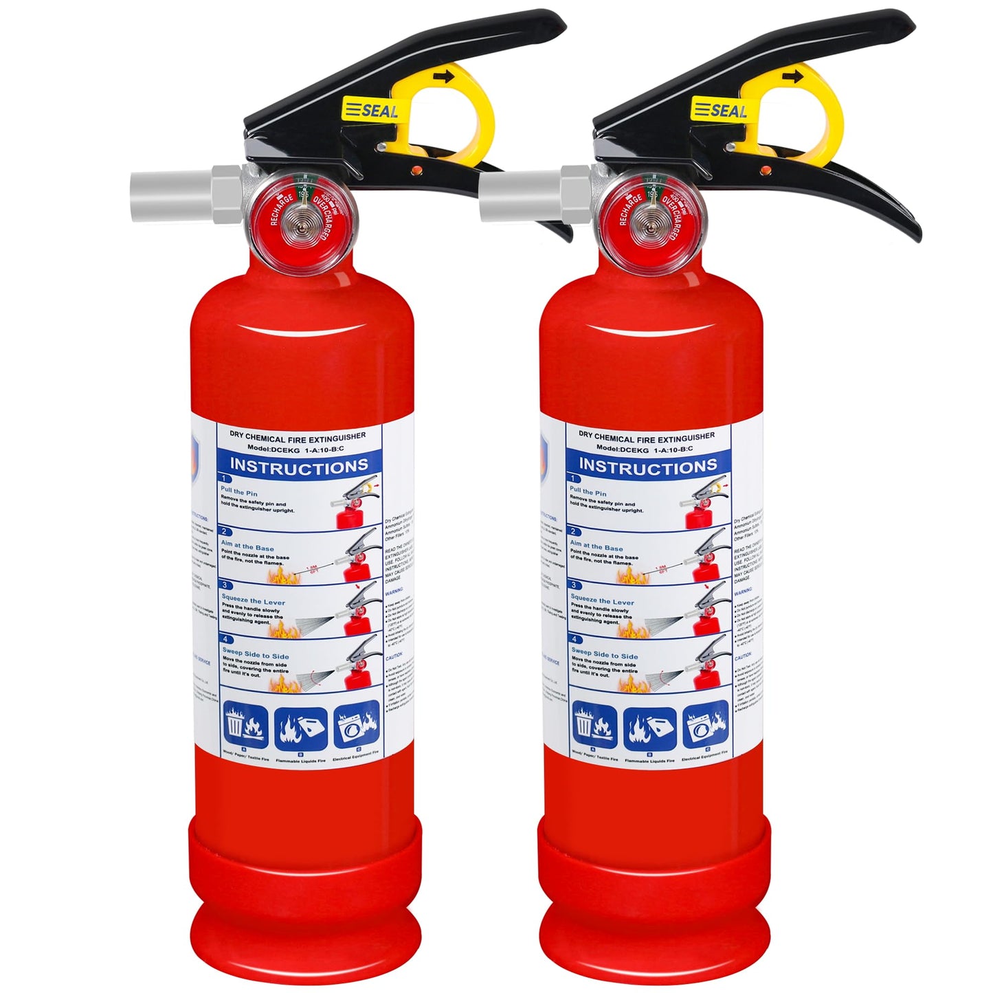 2-Pack ABC Dry Chemical Fire Extinguisher, 2.5 lb 1A:10B:C Fire Extinguisher for Home, Business, Boat, Truck, Quick Release Handle, Ideal for Electrical & Grease Fire Extinguisher
