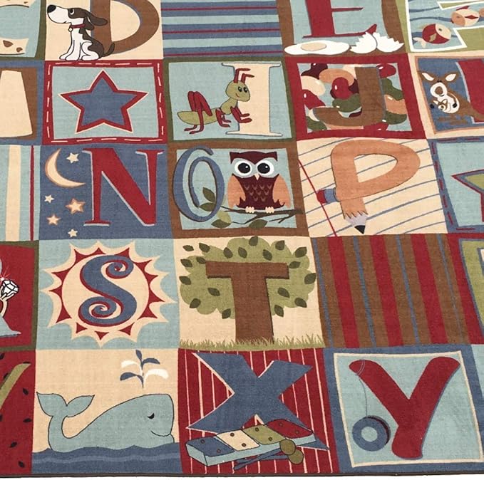 KIDCARPET.COM Alphabet Seating Rug Earth Tone, 7'6" X 12' Rectangle ABC Letter Area Rug for Children's Classroom Floor Mat Educational Rug for Learning
