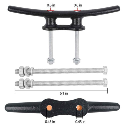 Boat Cleats 10 inch (4 Pack) - Electrophoretic Coated Boat Dock Cleats Black, Rope Cleat, Anchor Line Cleat,Dock Cleats With Hardware Ideal for Boat Docks, Piers for Tying up Boats, Marine Decor