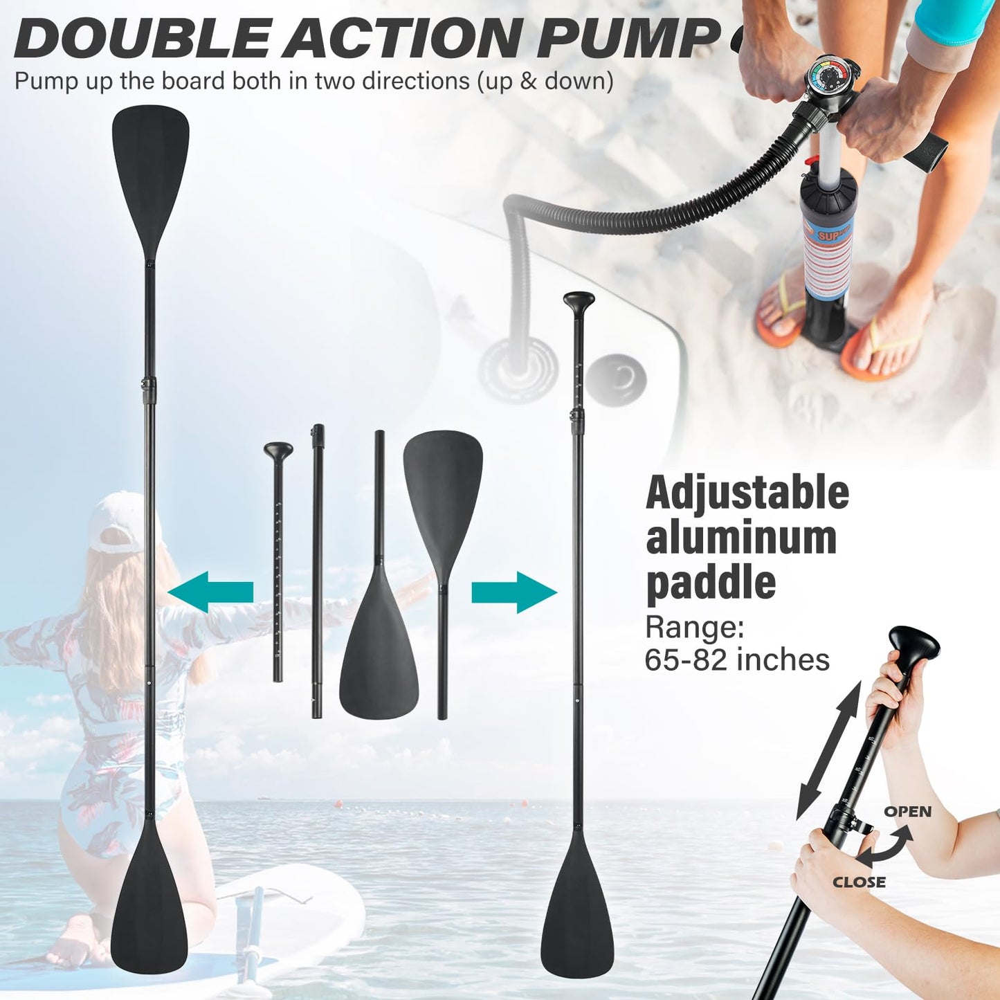 ADVENOR Paddle Board 11'x33 x6 Extra Wide Inflatable Stand Up Paddle Board for Fishing with Rod Holder, Fishing Mounts on 2 Sides, Kayak Seat, Double Blade Paddle,Backpack,Leash,and Hand Pump