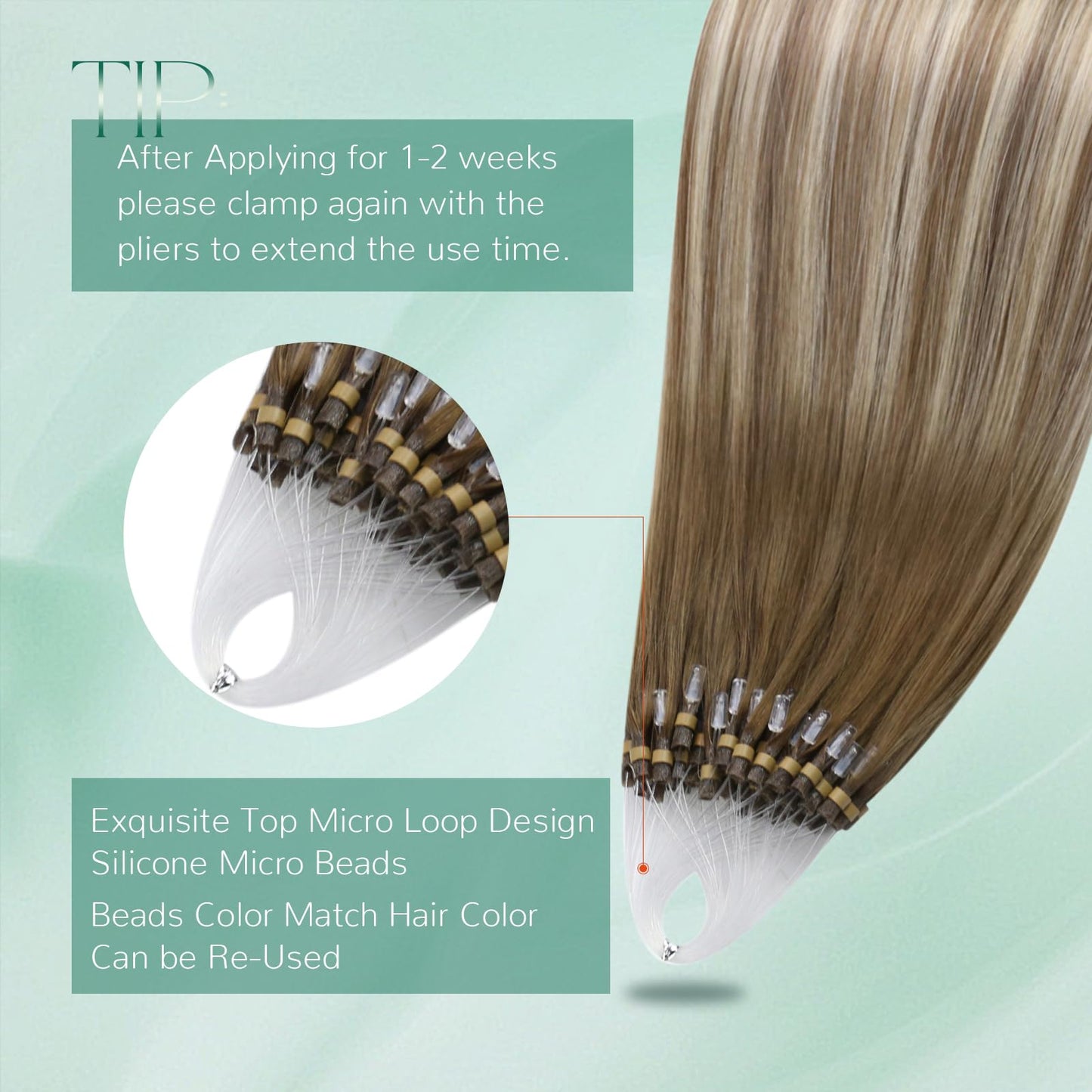 Easyouth Micro Loop Hair Extensions Real Human Hair Ombre Micro Loop Hair Extensions Balayage Dark Brown to Blonde with Brown Mi