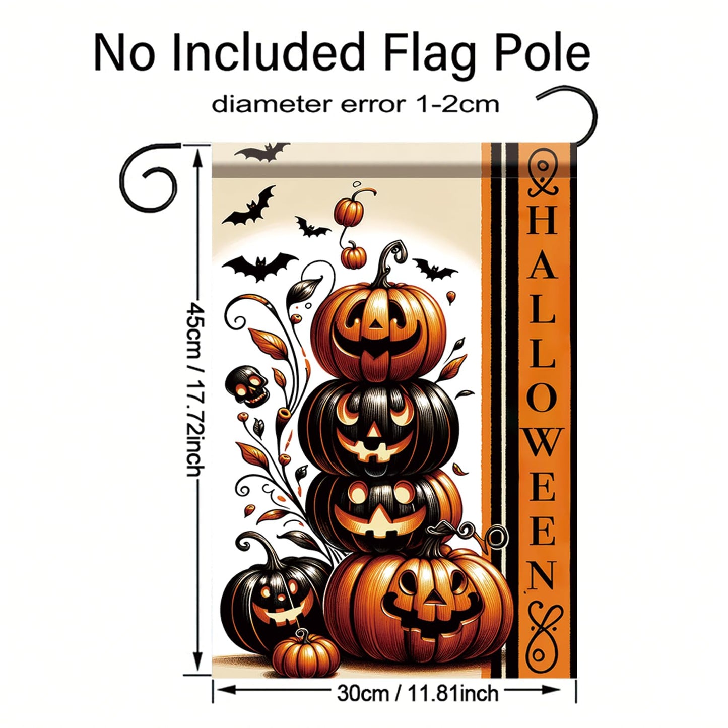 Saoplasa Halloween Garden Flag Halloween Pumpkin Stack Flag 12x18 Inch Double Sided for Trick or Treat Spooky Yard Small Banner Fall Party Outdoor Decor