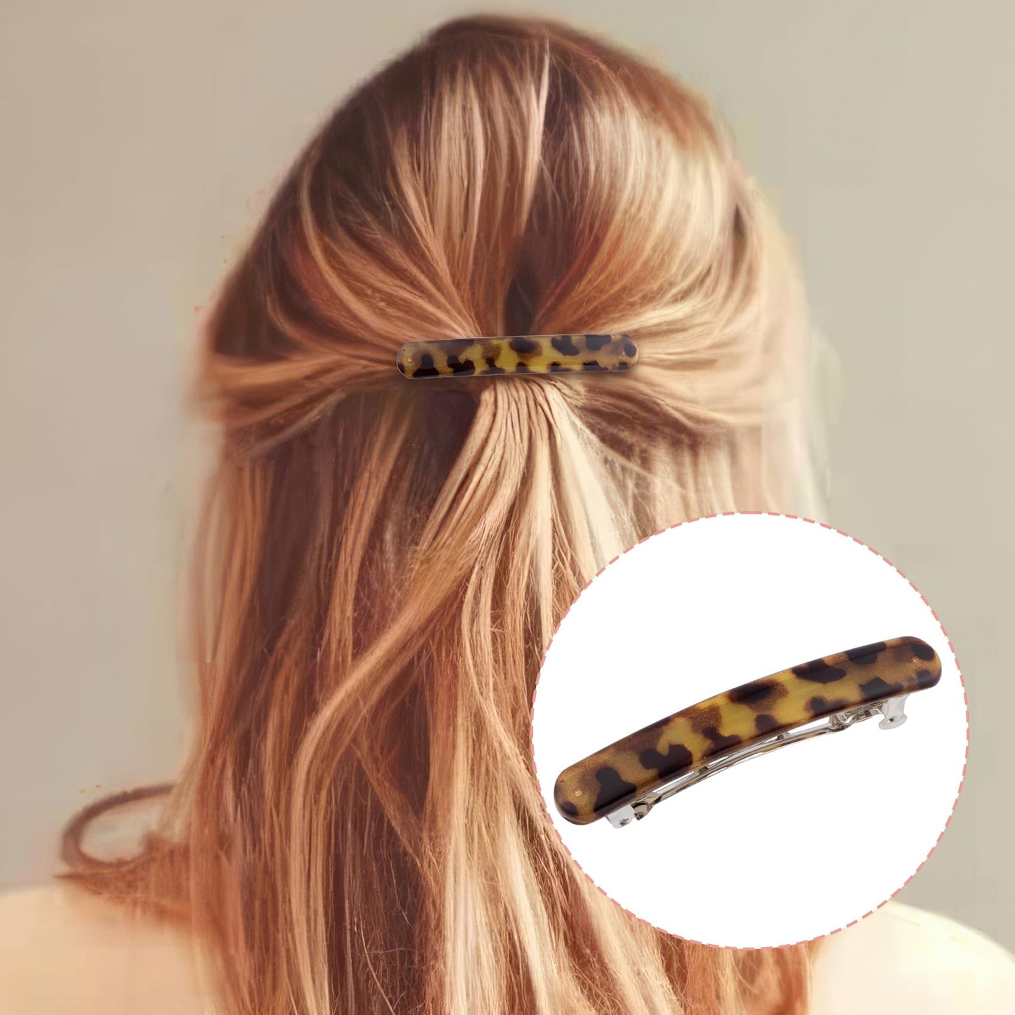 STSTR 8PCS French Barrette Hair Clips for Women, 2 Styles Small Tortoise Shell Hair Clip, Curved Glossy Thin Hair Flat Hair Acce