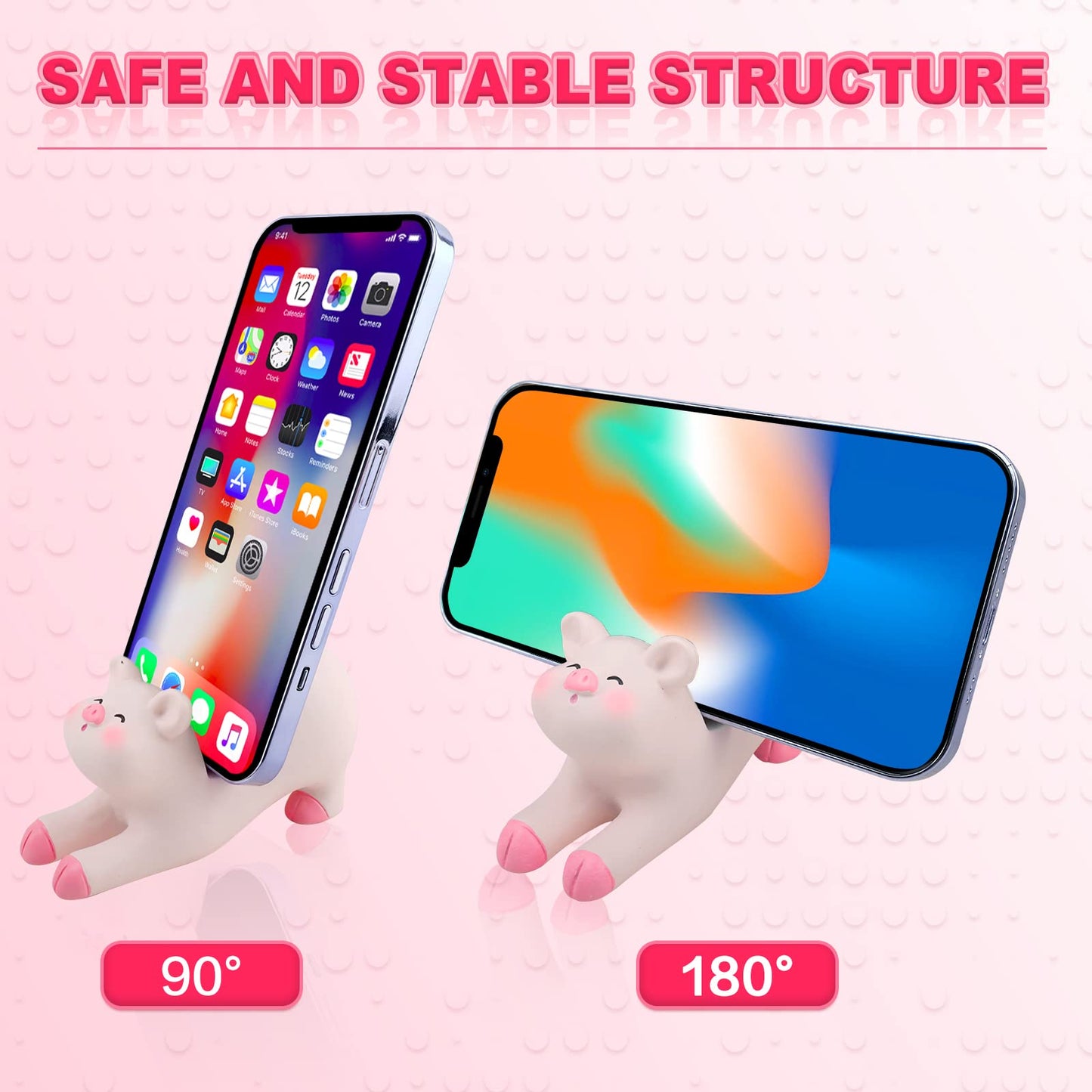 Seninda Pig Phone Stand Cute Office Desk Accessories Cellphone Holder Home Decor Lovely Gift (Shape A)