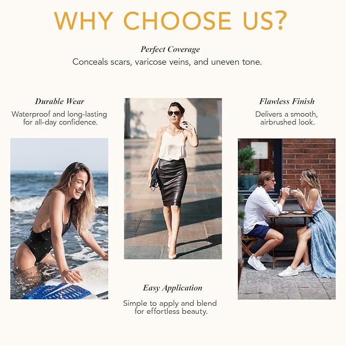 Leg Makeup Waterproof No Transfer - Tattoo Cover Up Makeup Waterproof - Body Perfector Skin Coverage - Long Lasting - Tattoo Cover Up Makeup - Even Skin Tone (#03 Bronze)