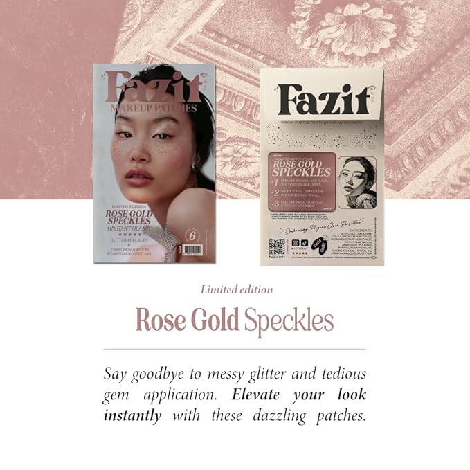 Fazit Makeup Patches - Rose Gold - Face Glitter Makeup Speckles - Glow Up Makeup Patches - Face Glitter Speckles Patches - Cute Glitter Makeup Accessories for Women - Cosmetic Glitter for Face