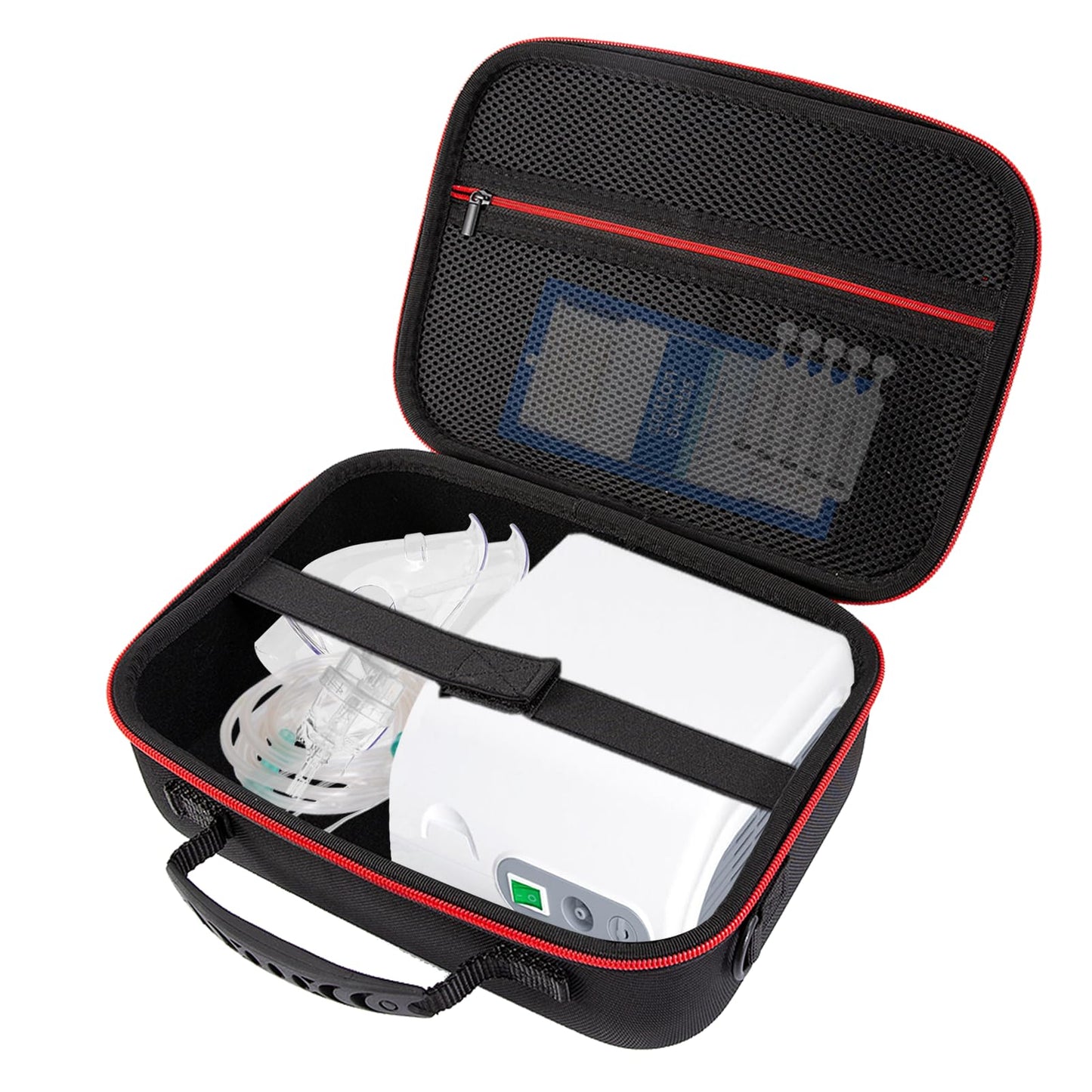 FDFuZhao Nebulizer Bag for Smart Nebulizer,Portable Hard Case,Desktop Inhaler Nebulizer for Home Travel Use, Medicine Storage Bag for Inhaler Spacer, Masks, Asthma Accessories for Kids and Adults,Red