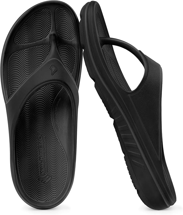 Walkhero Flip Flops for Men - Sandals Men with Arch Support, Non-Slip Sole, Durable, Cushioned Beach Sandals for Indoor & ...