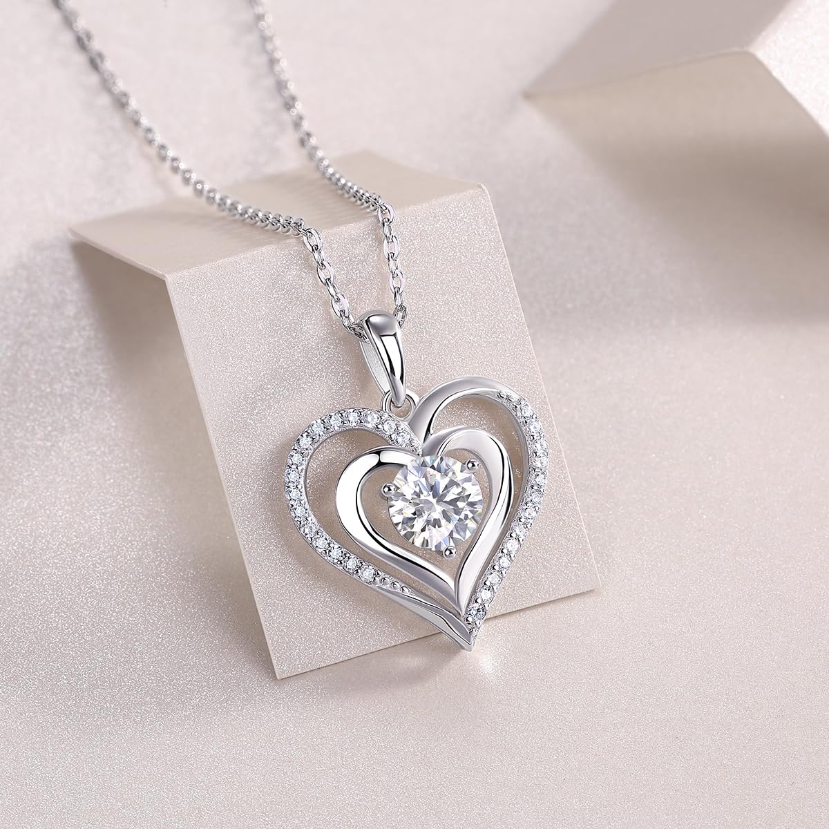 Sparkling Heart Moissanite Necklaces for Women, 1 Carat Moissanite, 925 sterling silver necklaces, jewelry, necklaces for women, mossinate, gifts for her, birthday gifts for women