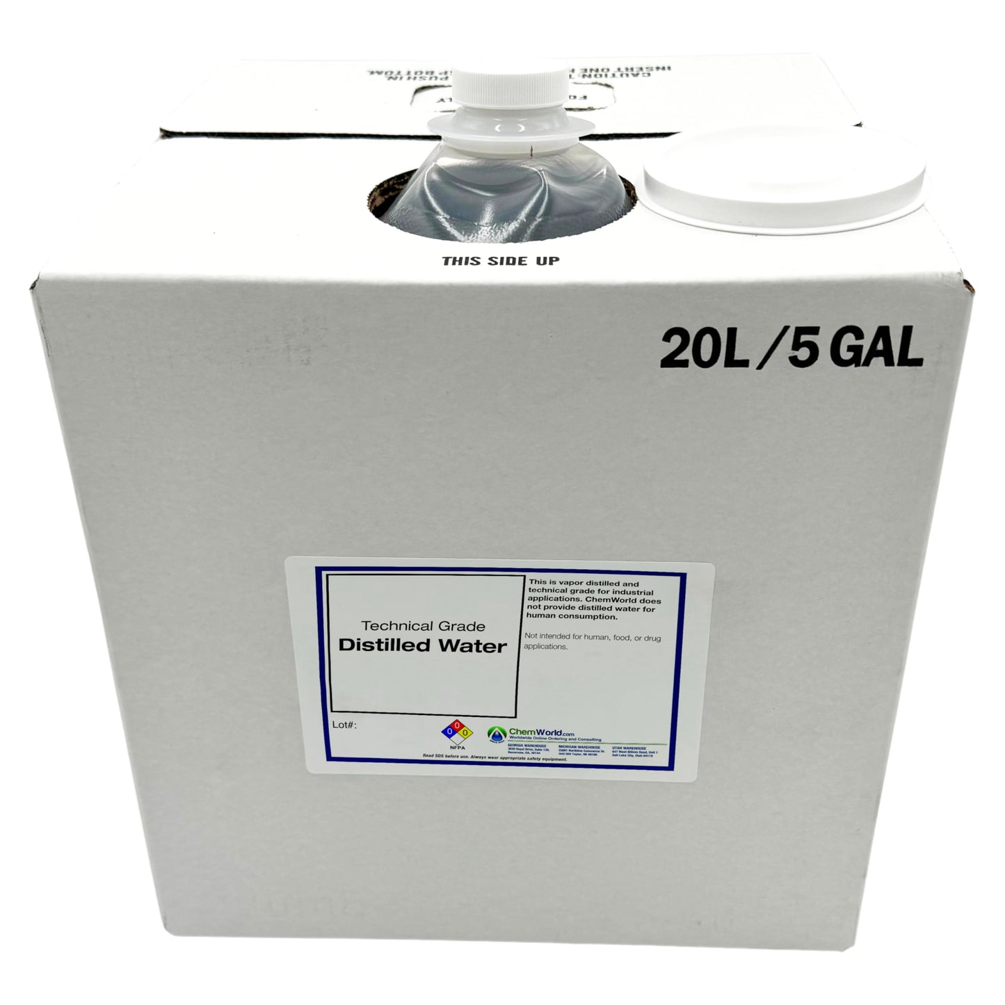 ChemWorld Technical Grade Distilled Water - 20 liters
