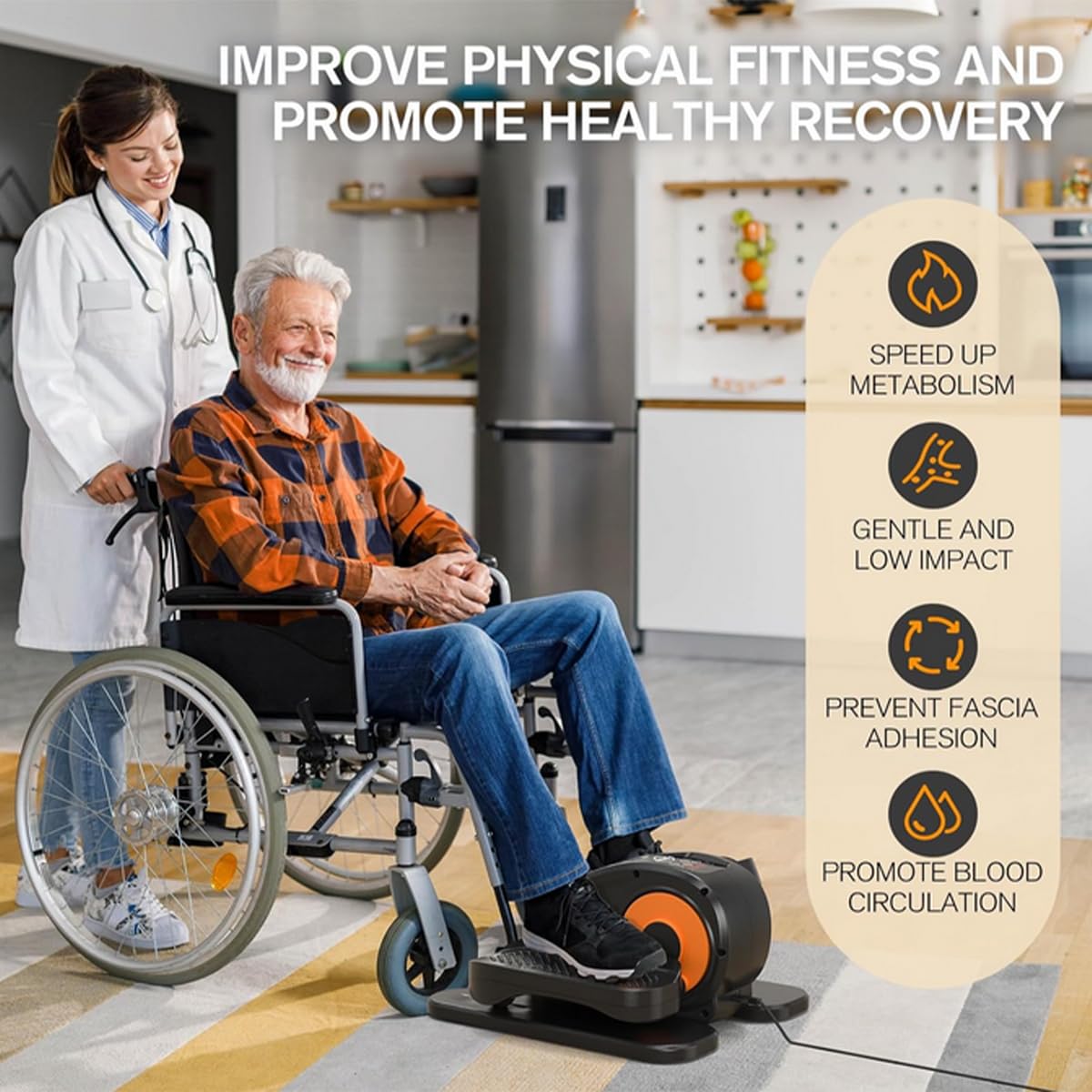 ESL Under Desk Elliptical - Portable Leg Exerciser for Seniors, Assembled Seated Elliptical with Remote Control, LCD Display Electric Elliptical Trainers with Traction Straps