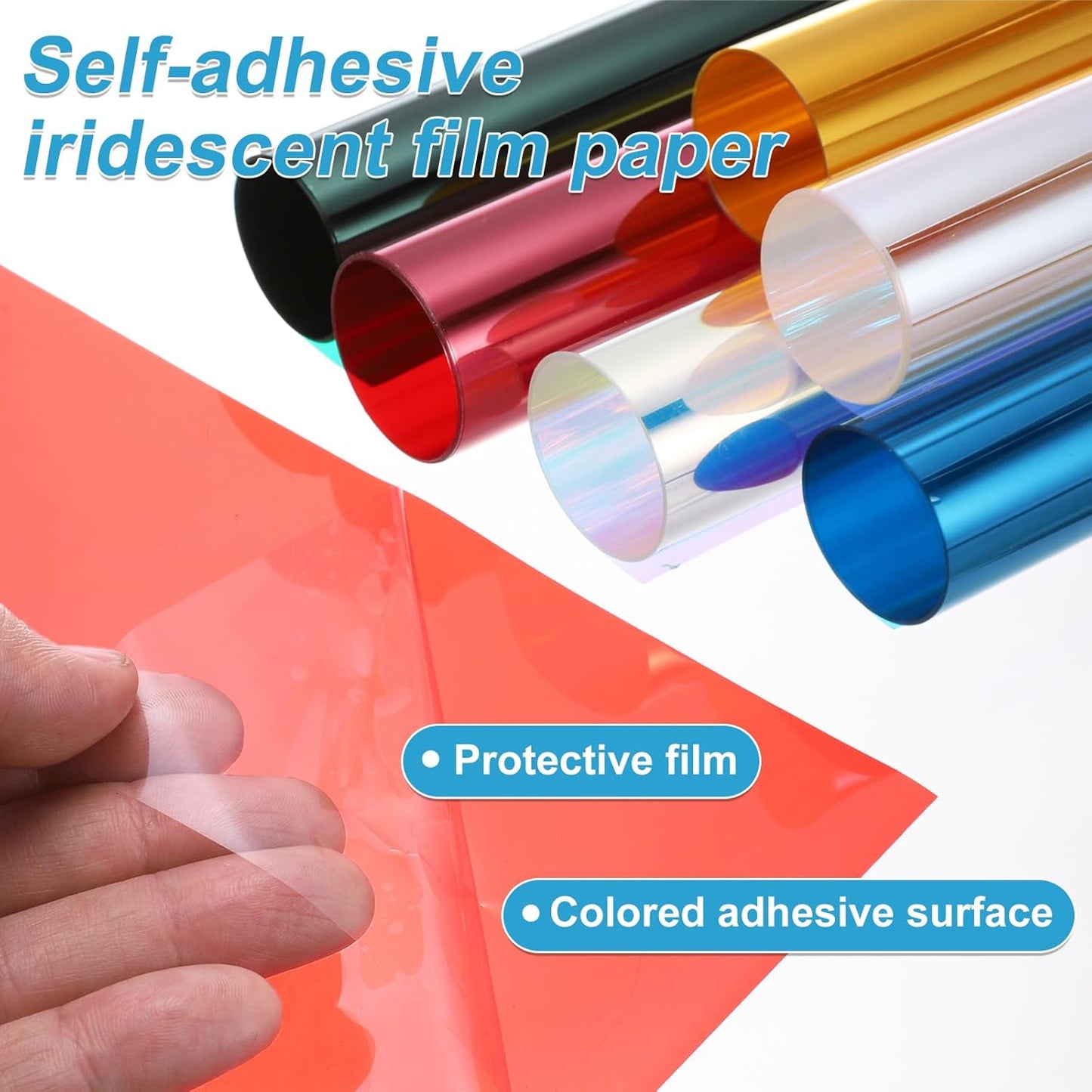 MECCANIXITY Iridescent Window Film,24" x 39" Iridescent Holographic PVC Fabric Dichroic Film Clear Vinyl Paper Roll for DIY Craft Gift Wrapping Bag Decoration,Pink