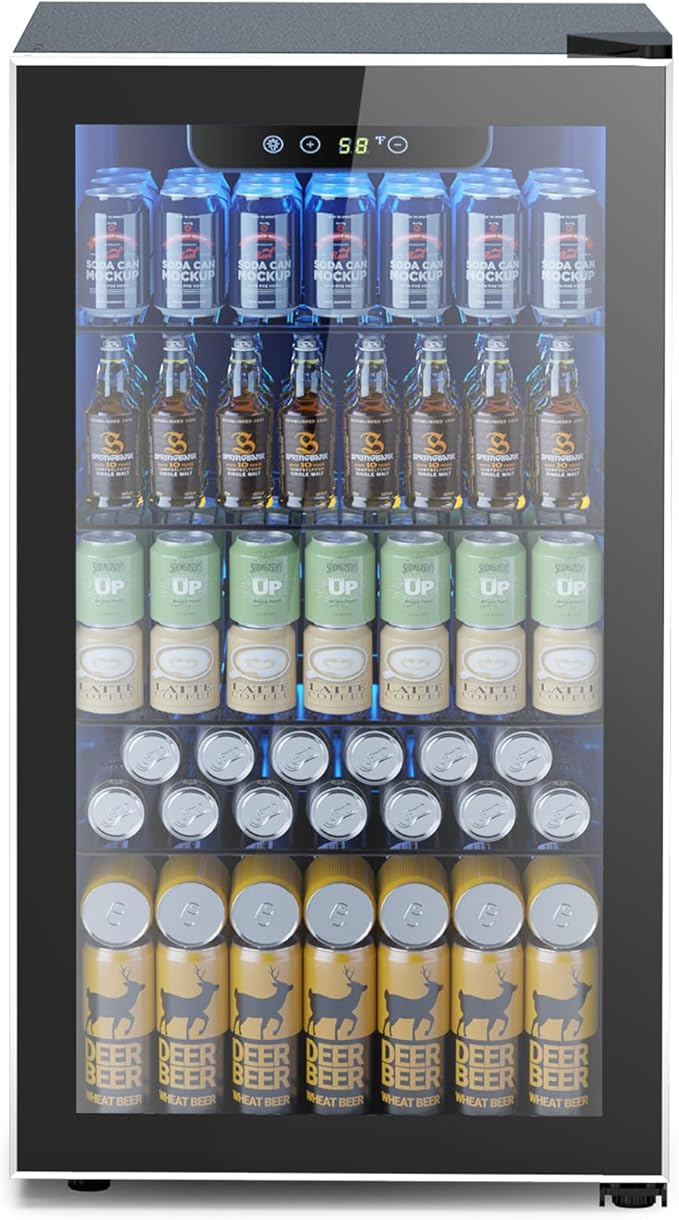Electactic Mini Fridge 130 Can Beverage Refrigerator Cooler, 3.2 Cu.Ft Drink Fridge for Soda Wine Beer, Adjustable Tempera...