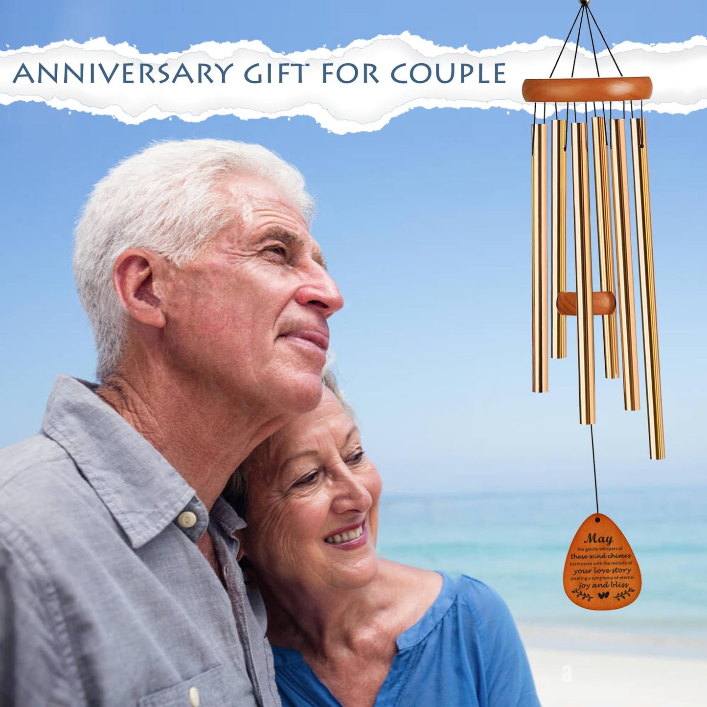 35" Wind Chimes Anniversary Wedding Gifts for Couple, Unique Parents Wedding Anniversary Decorations, Personalized Cool Engagement Gifts