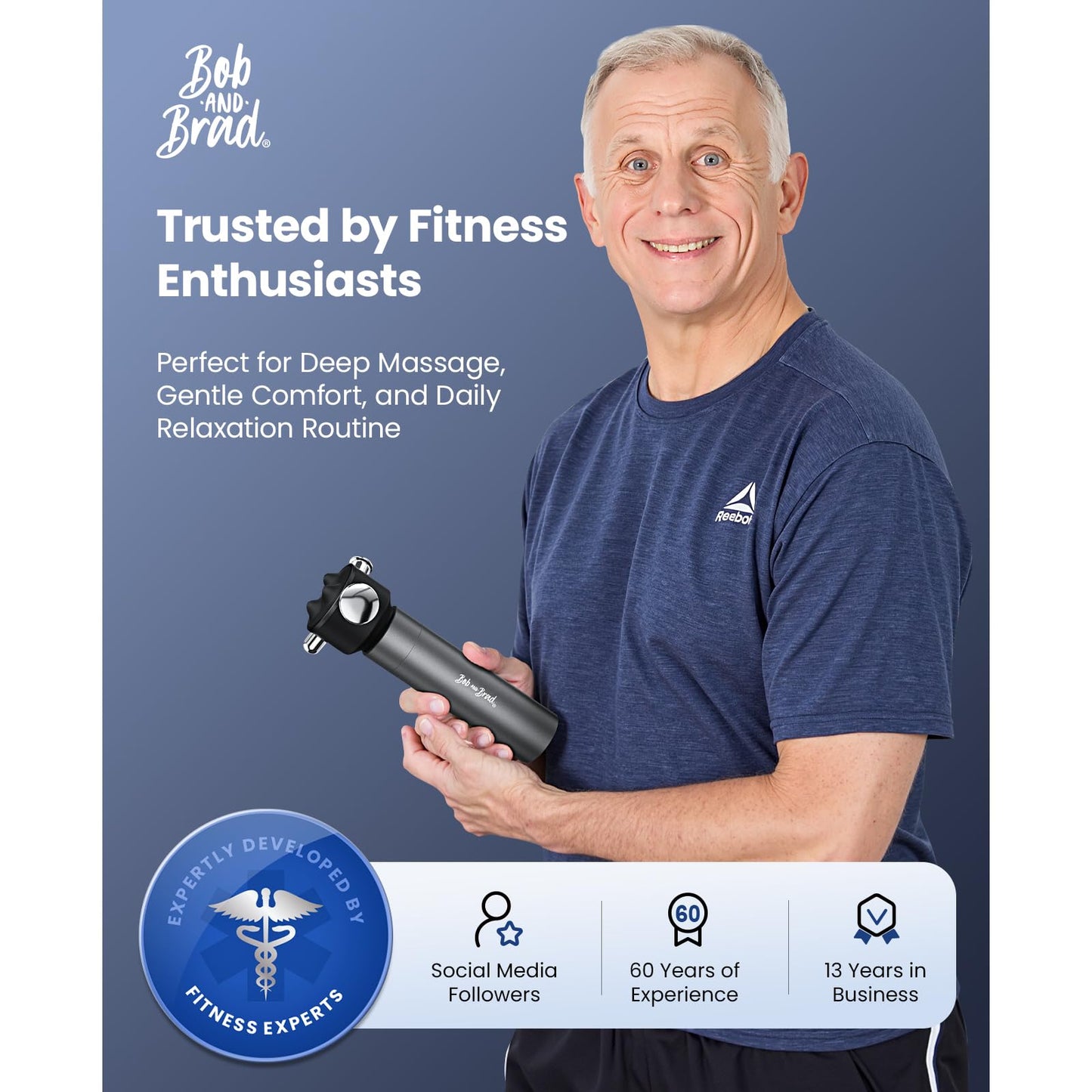 BOB AND BRAD VibeFlow Vibration Massager (Not Percussion), FSA-HSA Eligible, 116Hz Deep Tissue Therapy Massage Gun for Sensitive Joints, Muscle Pain Relief, Fascia Release, Trigger Points & Full Body