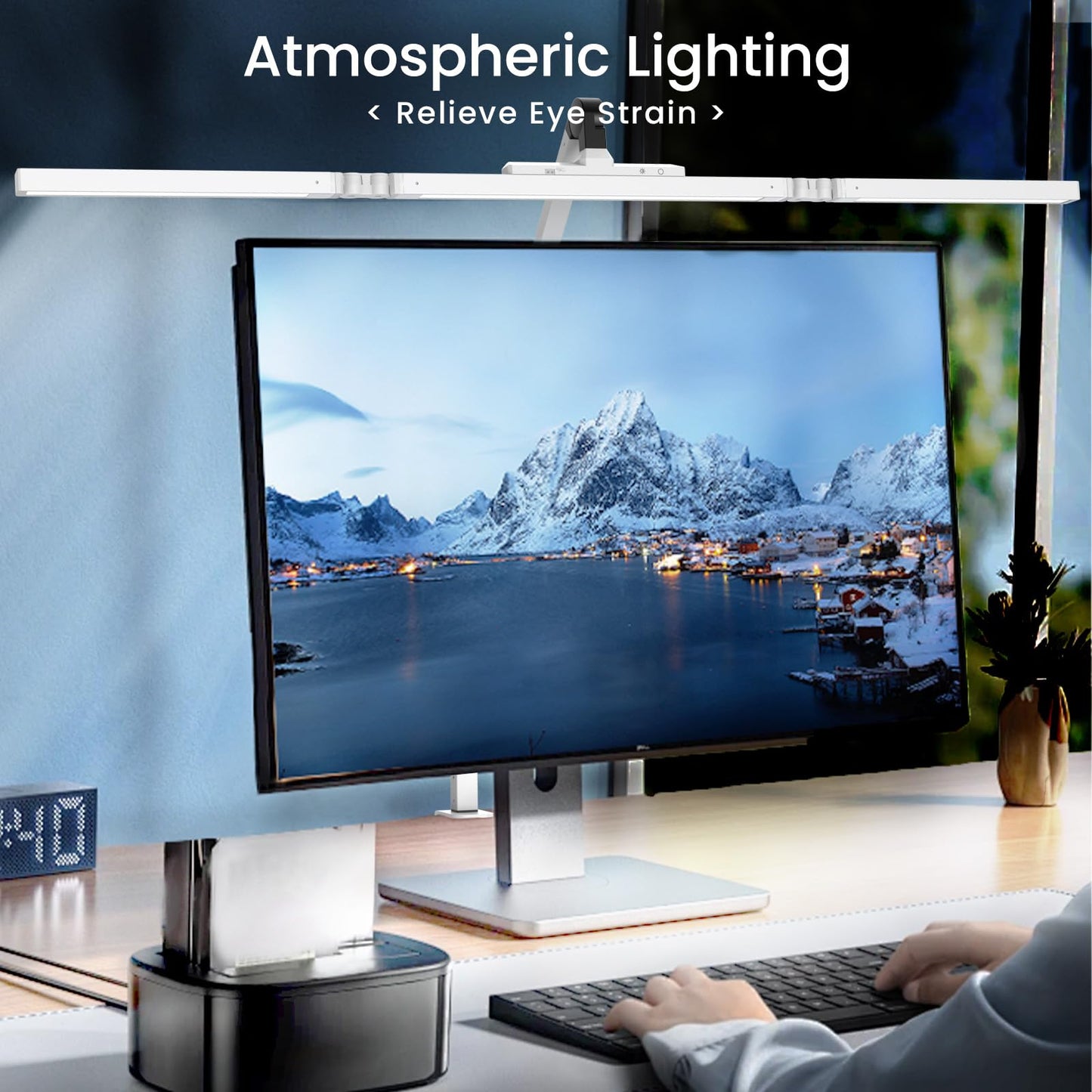 BZTA Led Desk Lamp for Home Office, Ultra Bright Touch-Dimming Architect Table Lamp with Clamp, 24W Adjustable Foldable Three Swing Arm Eyecare Led Desk Light with Infrared Sensor -White