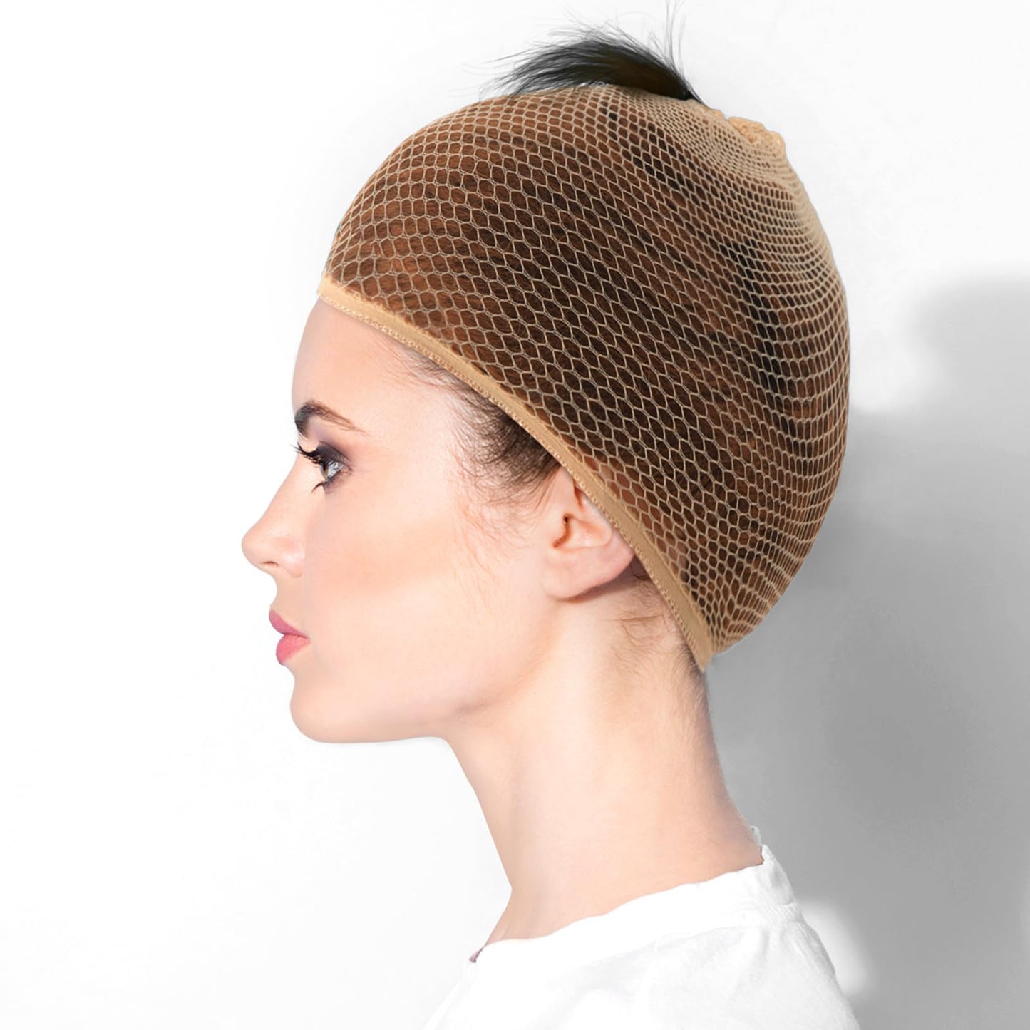 Yuxung 4 Pieces Equestrian Hair Net Women Ride Hair Net No Knot Cap Weaving Caps Wig for Long and Short(Light Brown)