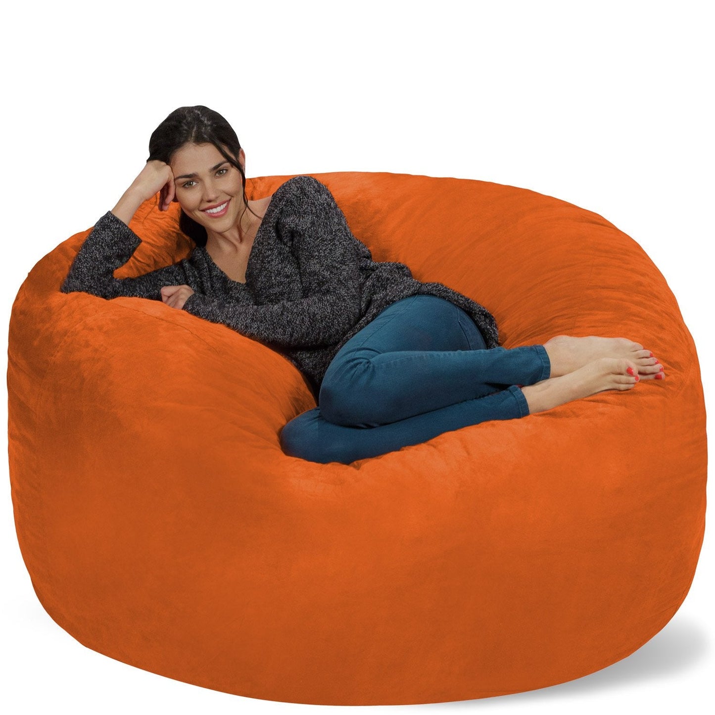 Chill Sack Bean Bag Chair Cover, 5-Feet, Microsuede - Orange