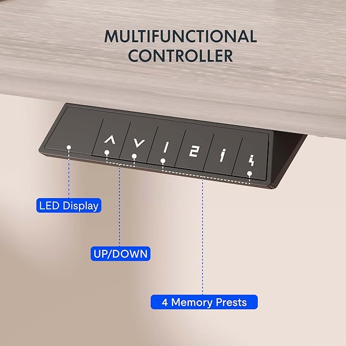 FLEXISPOT EN1 One-Piece Standing Desk 60 x 24 Inches Height Adjustable Electric Desk (Silver Frame + Grey Wood Grain Top, 2 Packages)