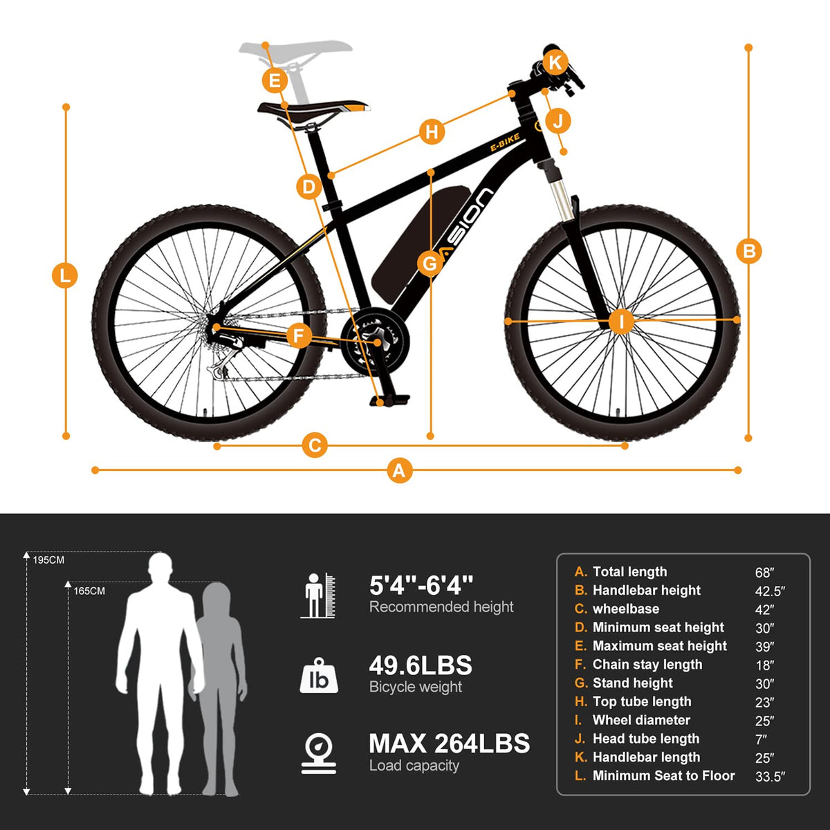 Jasion EB5 Electric Bike for Adults with Peak 750W Brushless Motor, 40Miles 20MPH Commuting Electric Mountain Bike with 360Wh Removable Battery, 7-Speed, 26" Tires and Front Fork Suspension