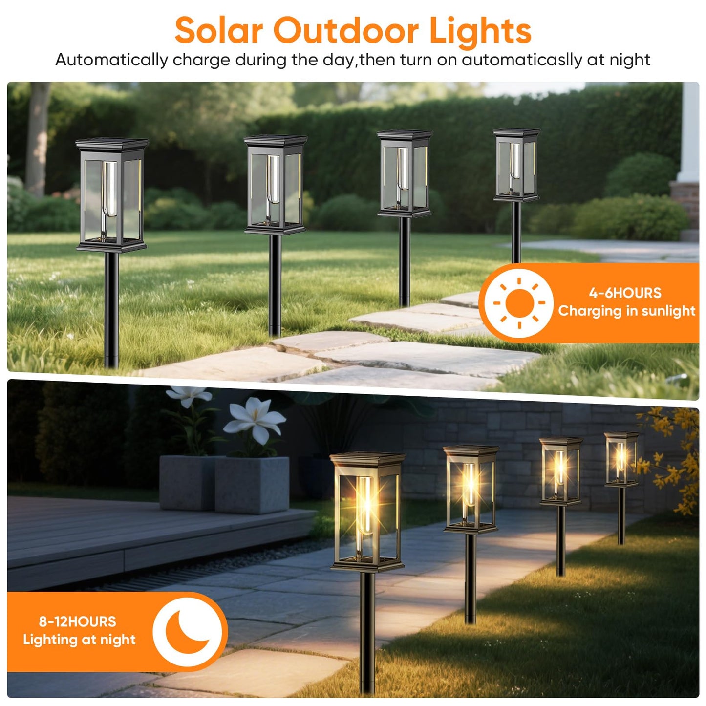 NIOWS Solar Pathway Lights Outdoor Waterproof – 10 Pack Bright Solar Powered Garden Lights with Auto On/Off, IP65 LED Landscape Lighting for Walkway Patio Lawn Yard Decor