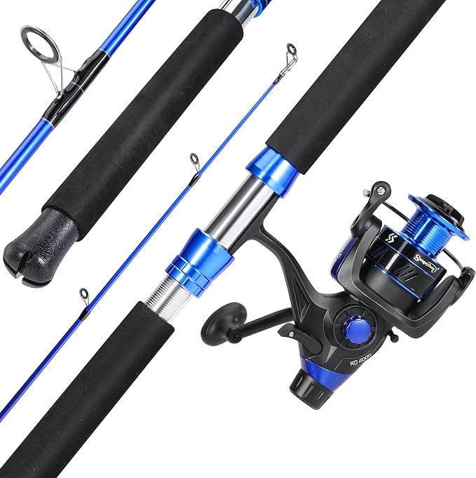 Sougayilang Catfish Fishing Rod Combo IM8 Carbon 2 Piece, MH Power Portable Travel Spinning Rod with 4000 Size Spinning Re...
