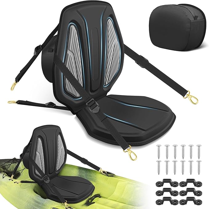 Vashly Kayak Seat with Back Support Universal Thicken Cushion Paddle Board Seat with Storage Bag for Sit-on-Top Kayak, Inf...