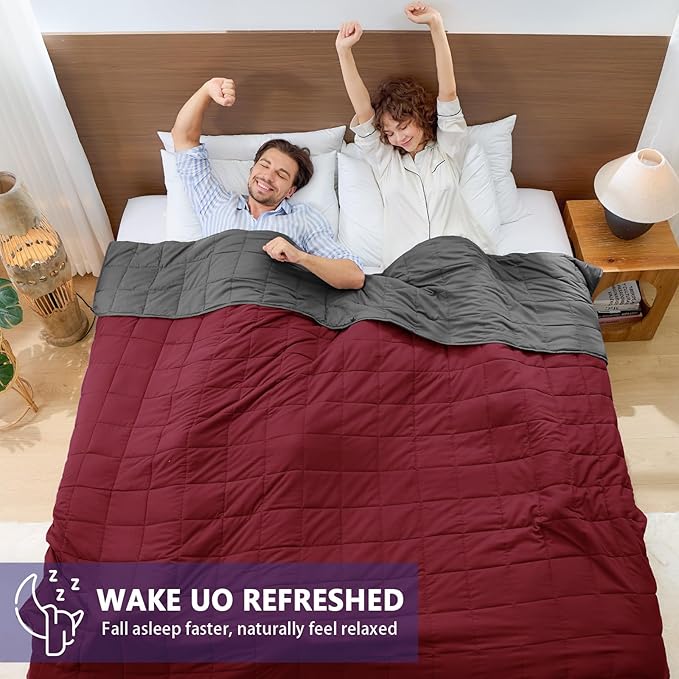 yescool Weighted Blanket for Adults (25 lbs, 88” x 104”, White) Cooling Heavy Blanket for Sleeping Perfect for 240-260 lbs, King Size Breathable Blanket with Premium Glass Bead