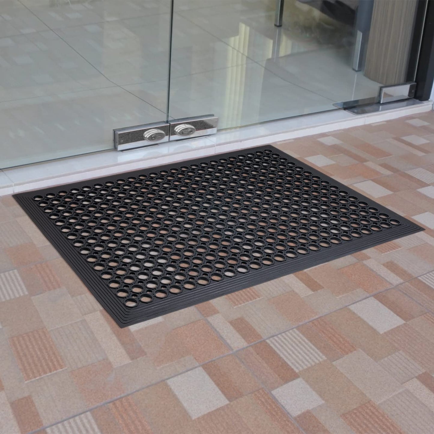 Rubber Floor Door Mats Outside Entrance Commercial Restaurant Kitchen Anti Fatigue Rubber Drainage Mat New Non Slip Bar Floor Mat Outdoor Mats for Garage Use Black 36inch x 60inch from SallyMall