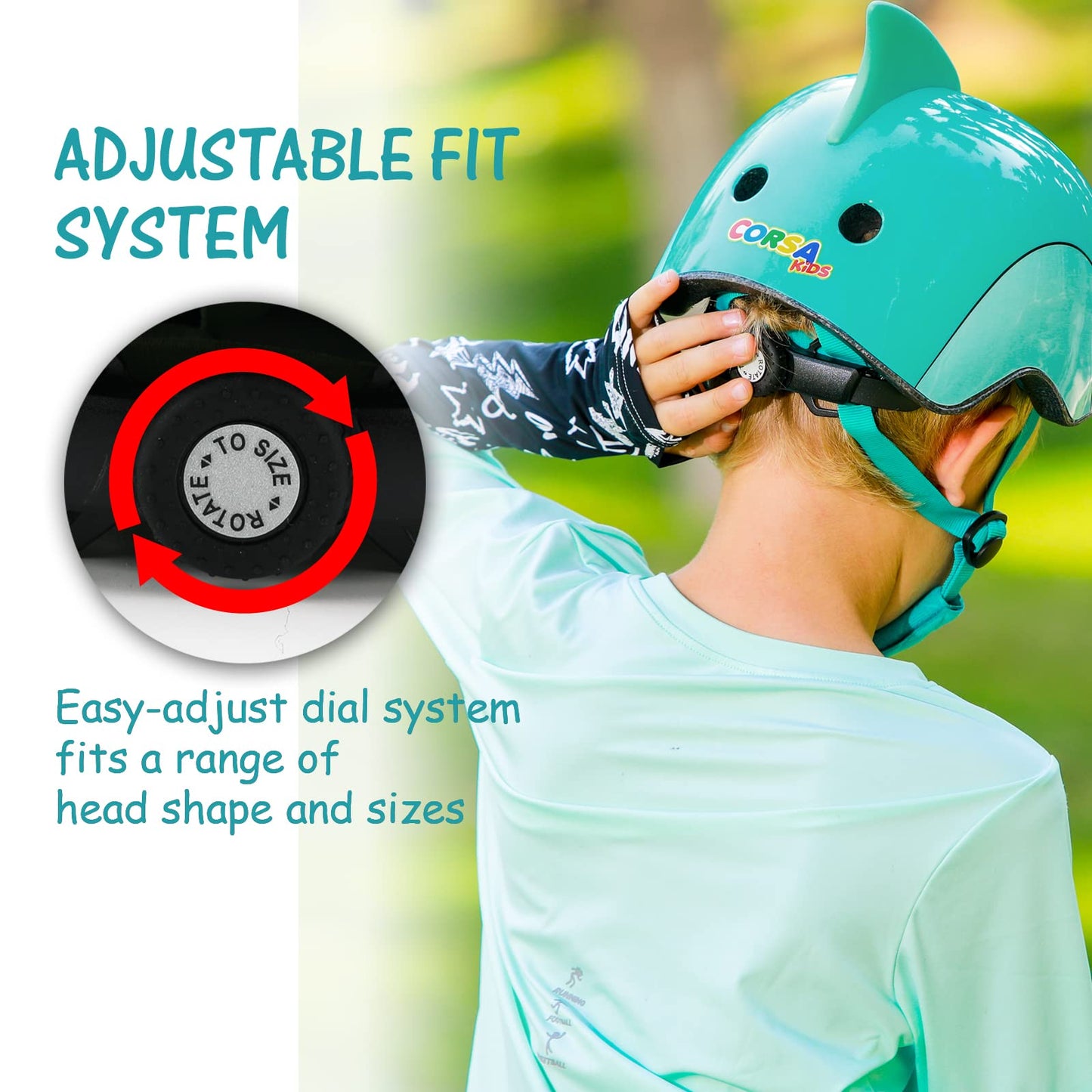 Kids Toddler Bike Helmet, Adjustable and Multi-Sport for Child Infant Baby, 2 Sizes for Age 1-2-3-4-5 Years Boys Girls (Blue Shark, Small)