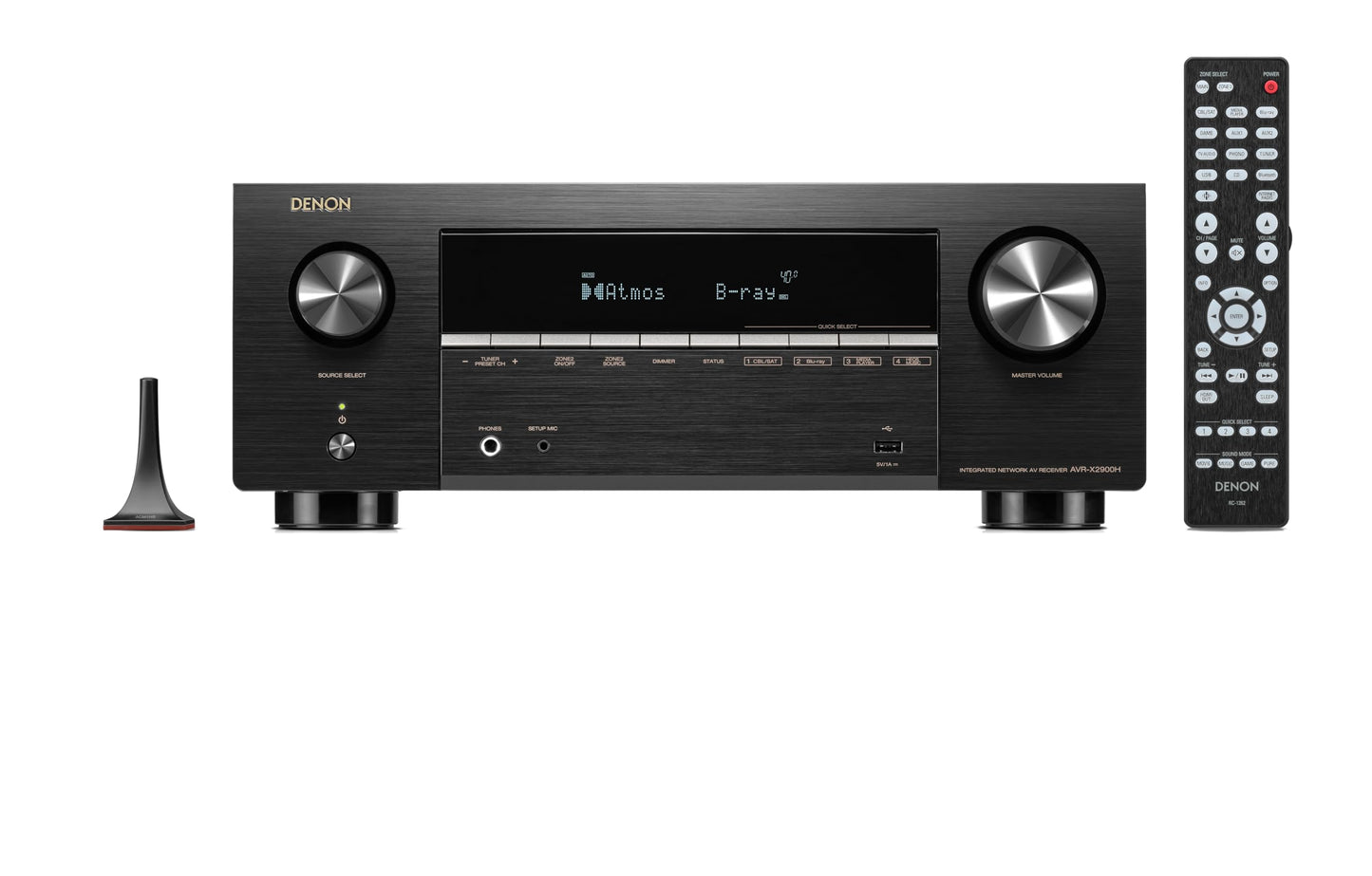 Denon AVR-X2900H 7.2 Channel AV Receiver, 95W, Dolby Atmos & DTS:X, 8K/60Hz & 4K/120Hz Video, HEOS Wireless Multiroom Streaming, Wi-Fi, Bluetooth, Audyssey MultEQ XT