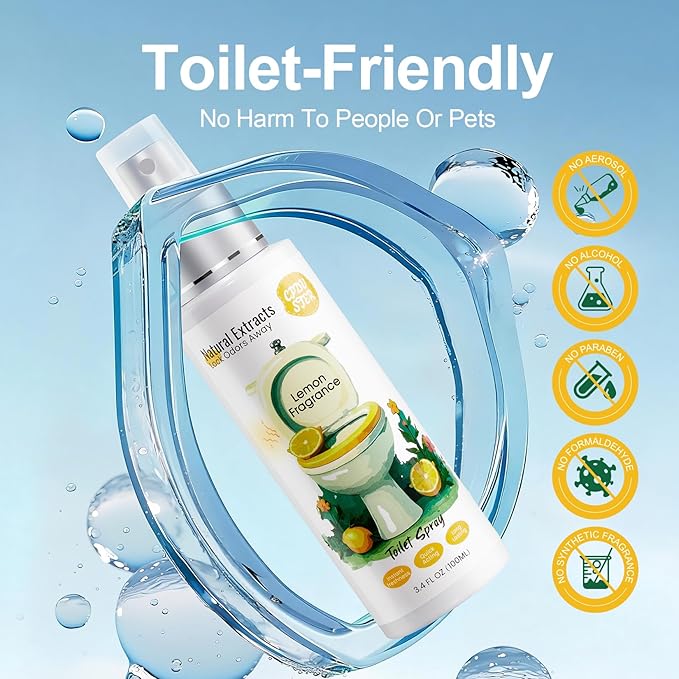 Toilet Spray Bathroom Deodorizer : Natural Essential Oil Odor Eliminator Pre and Post Use for Women & Men Home Travel 2 Pack