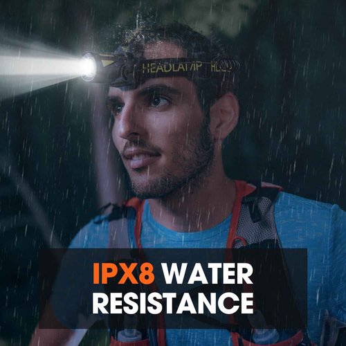 MAXME100® Triple-Beam High-Power Rechargeable Headlamp 5700K with Motion Sensor, Rechargeable LED Head Light, Waterproof Headlamp for Camping, Hiking, Hunting