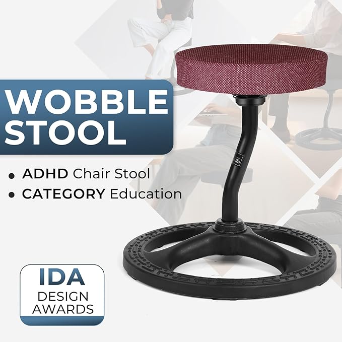 Upaloop ADHD Chair for Kids, Yoga Chairs for Adults, Wobble Stool Active Flexible Seating Desk Chair with Non-Slip Base and Washable Seat Cover for Stability, Balance, Yoga, Office, School, Classroom