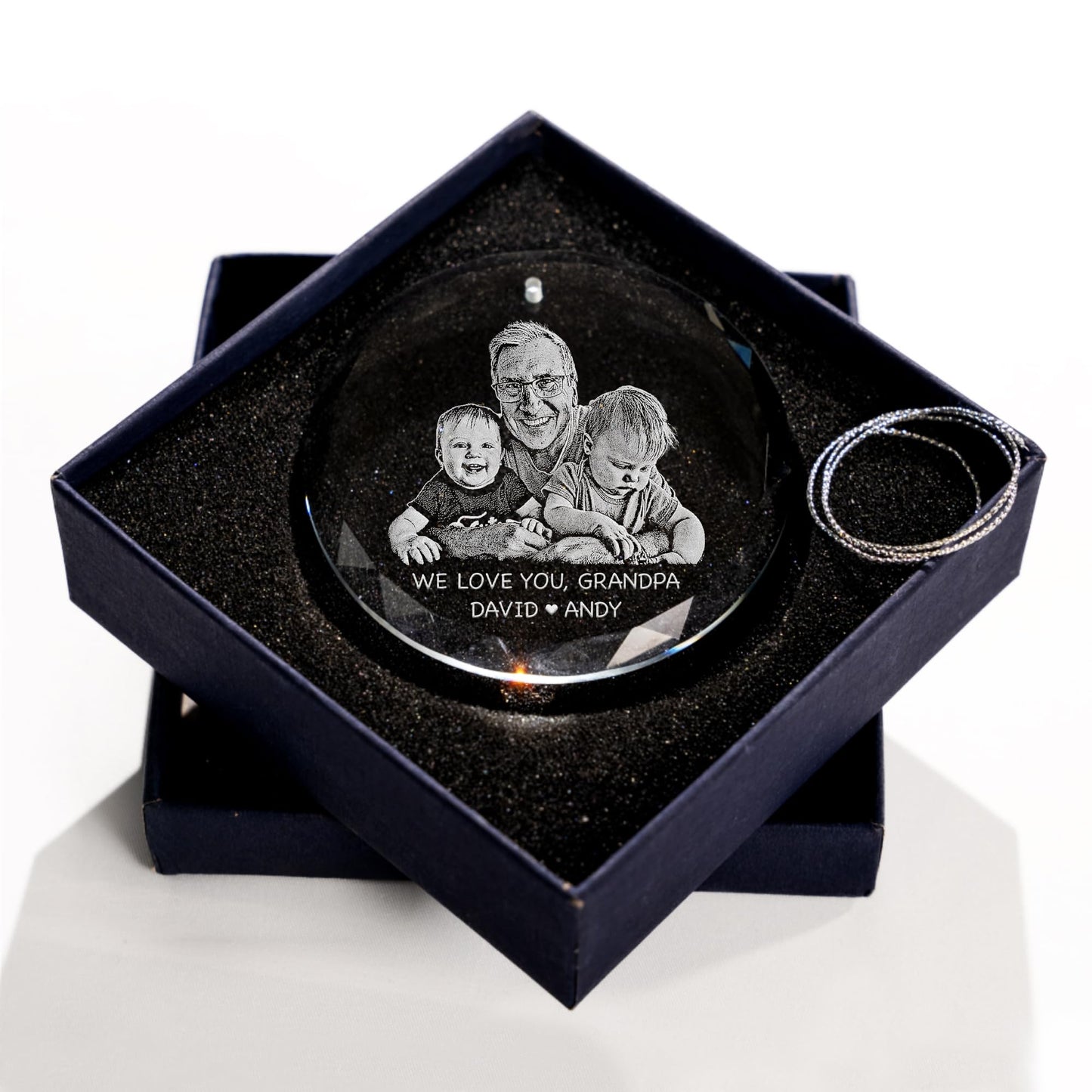 Lucy Engraving Custom Photo Crystal Glass Ornament - Personalized Engraved from Your Favorite Picture, 3 inches, Gift Box Included