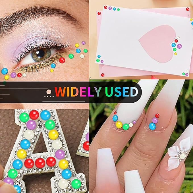 Pearl Gem Rhinestones Stickers 3/4/5/6mm - Self Adhesive Face, Body, Crafts & Makeup - 3090PCS