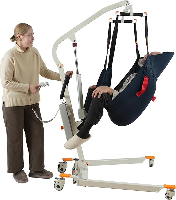 VOCIC Upgrade Foldable Electric Transfer Lift, Collapsible Lift Chair with Sling, Medical Patient Lift for Elderly, Chair Lift Lift Assist, Easy Disassemble, 330LBS Weight Capacity, AY02