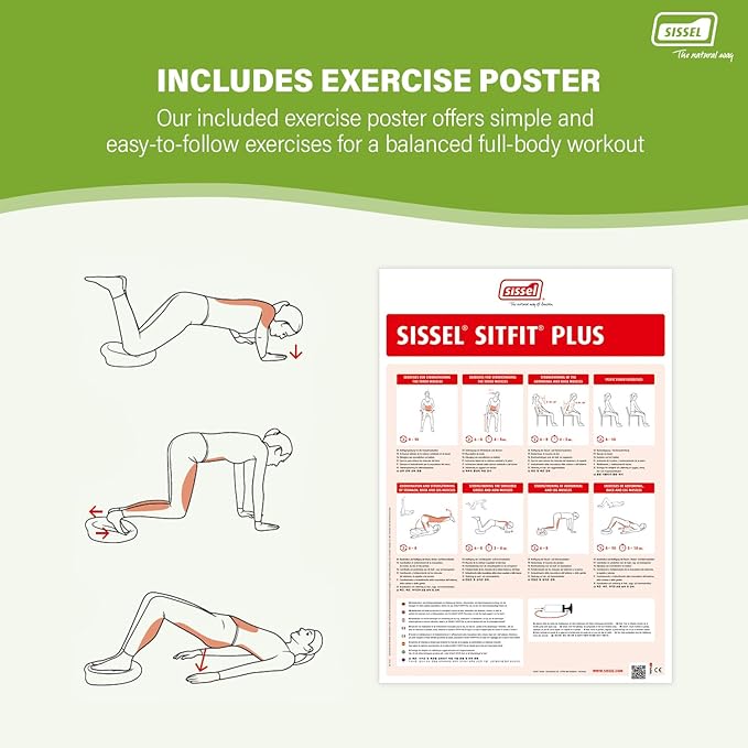 SISSEL SITFIT 14in Red | Active Sitting & Training | Strengthens Back & Pelvic Floor Muscles | Versatile Use: Legs & Veins | Adjustable Pressure | Includes Exercise Poster