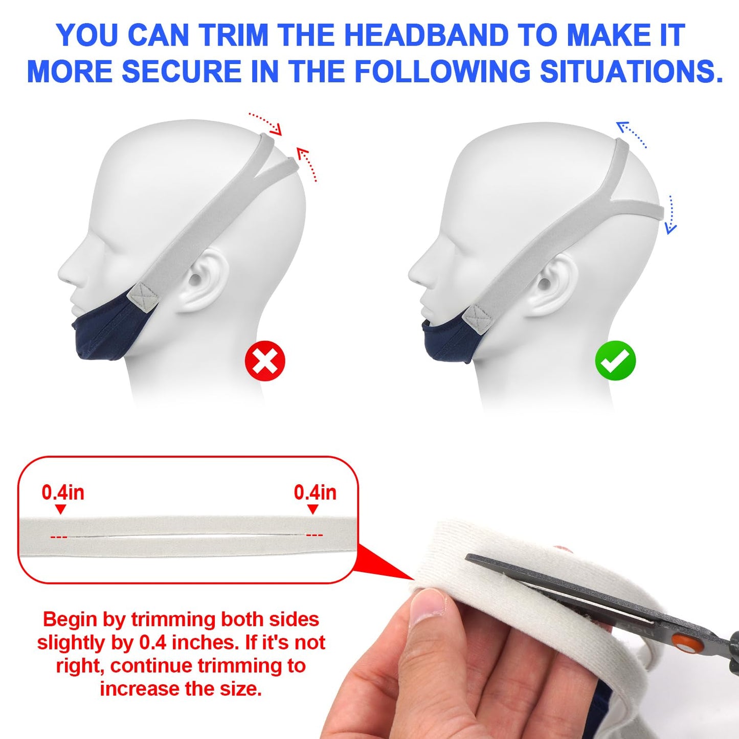 2 Packs Chin Straps for Users and Mouth Breathers - Anti Snoring Chin Strap for Men and Women,Chin Straps to Reduce Air Loss, Instant Mouth-Snoring Relief, Great Value Supplies by Medihealer.