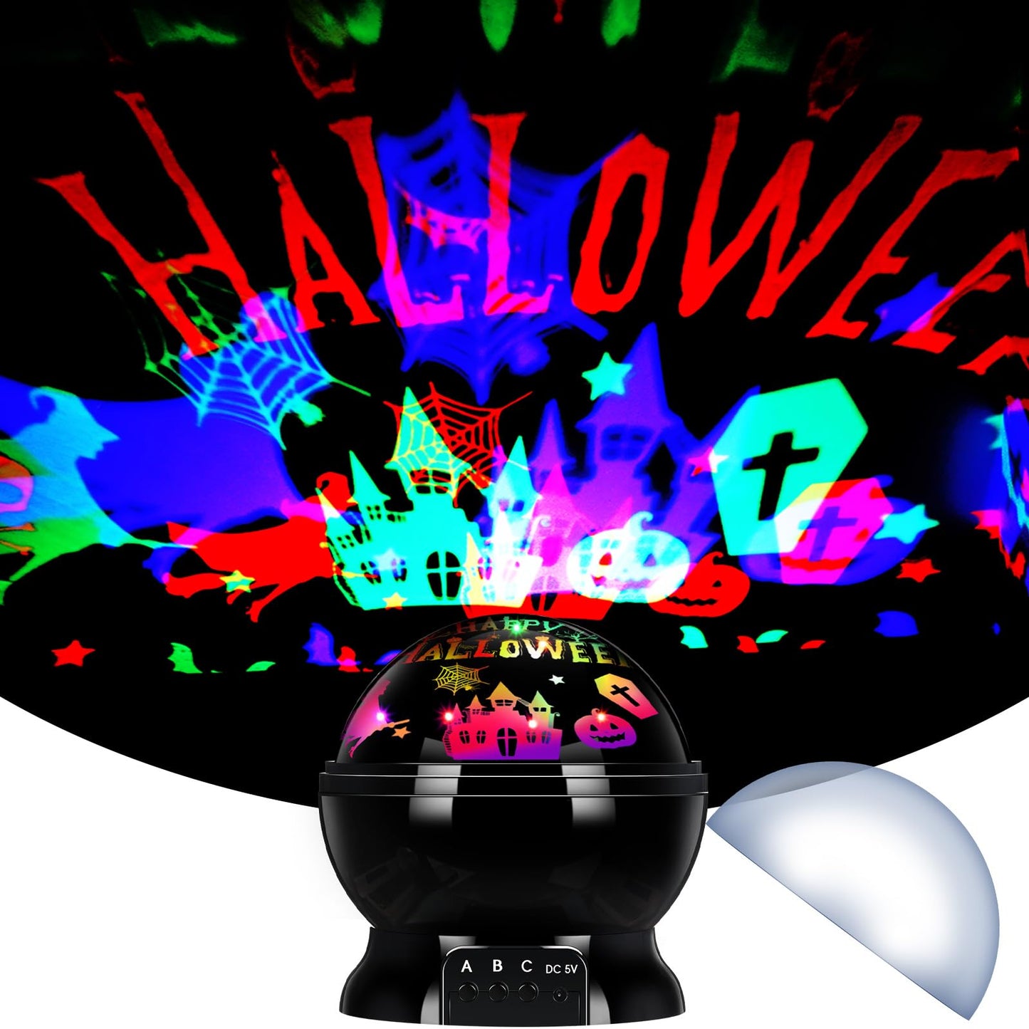 Rossesay Halloween Projector Lights Indoor Happy Halloween Projection Light LED Spooky Pumpkin Ghost Spider Decorative Outdoor Lighting Projectors for Party Holiday Garden Landscape