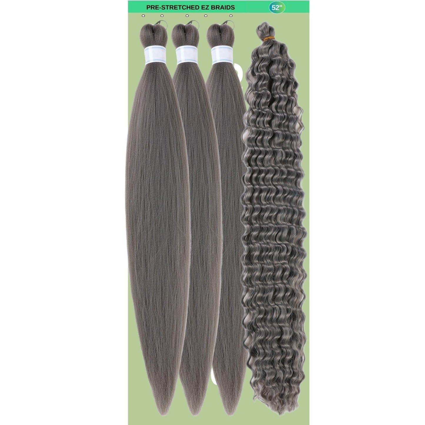 Grey Braiding Hair Pre stretched for Boho Braids Pre stretched Boho Braiding Hair