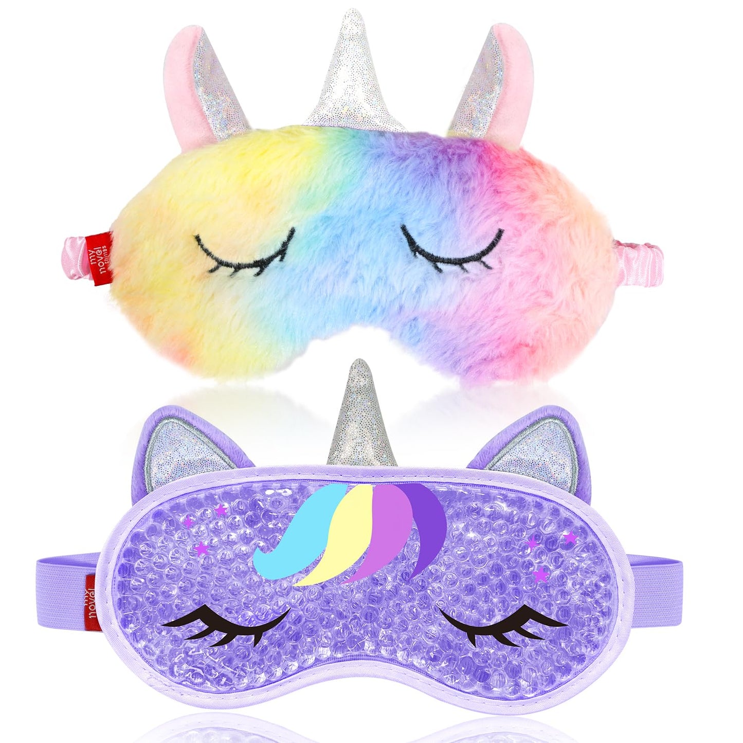 my novel things Cooling Eye Mask and Sleep Mask Cover Rainbow Birthday Cute Gifts Teens Women, Cold Warm Compress for Dry Eyes Spa at Home Travel Plush Blindfold Sleeping
