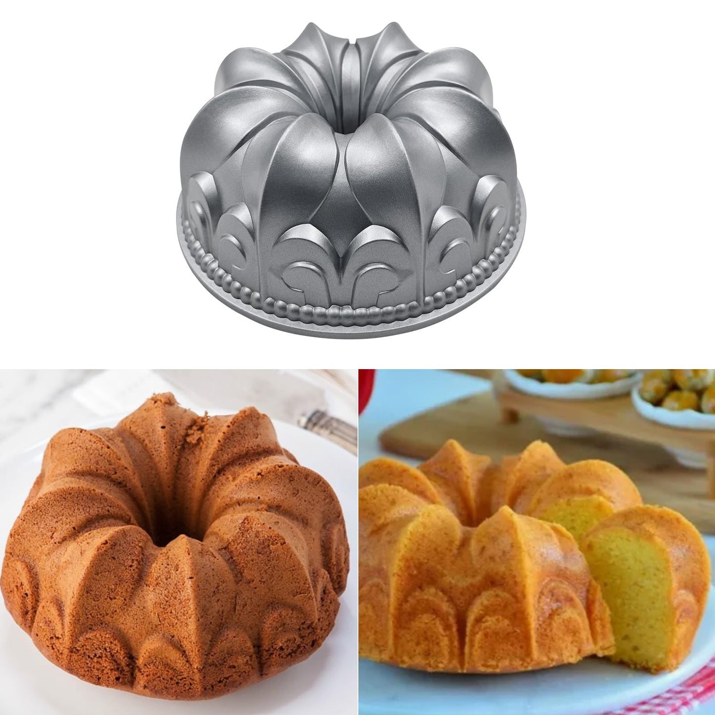 QYQRQF Aluminum Cake Pan, Non-Stick Cake Mold Charlotte Easy to Clean Cake Baking Mold for Birthday Christmas Wedding Events (Style 1)