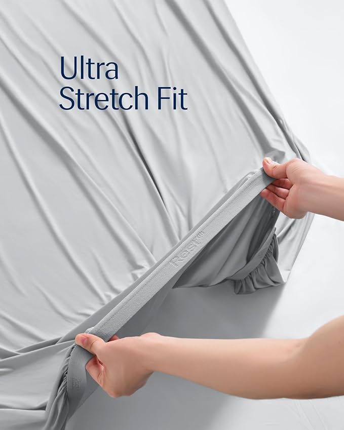 REST® Evercool®+ Fitted Sheet, Twin XL Size, Light Gray, 13" Deep (up to 15’’), Breathable Bedding for Hot Sleeper and Night Sweats, Bed Sheet with Ionic+ Self-Cleaning Silver Yarn for Sensitive Skin