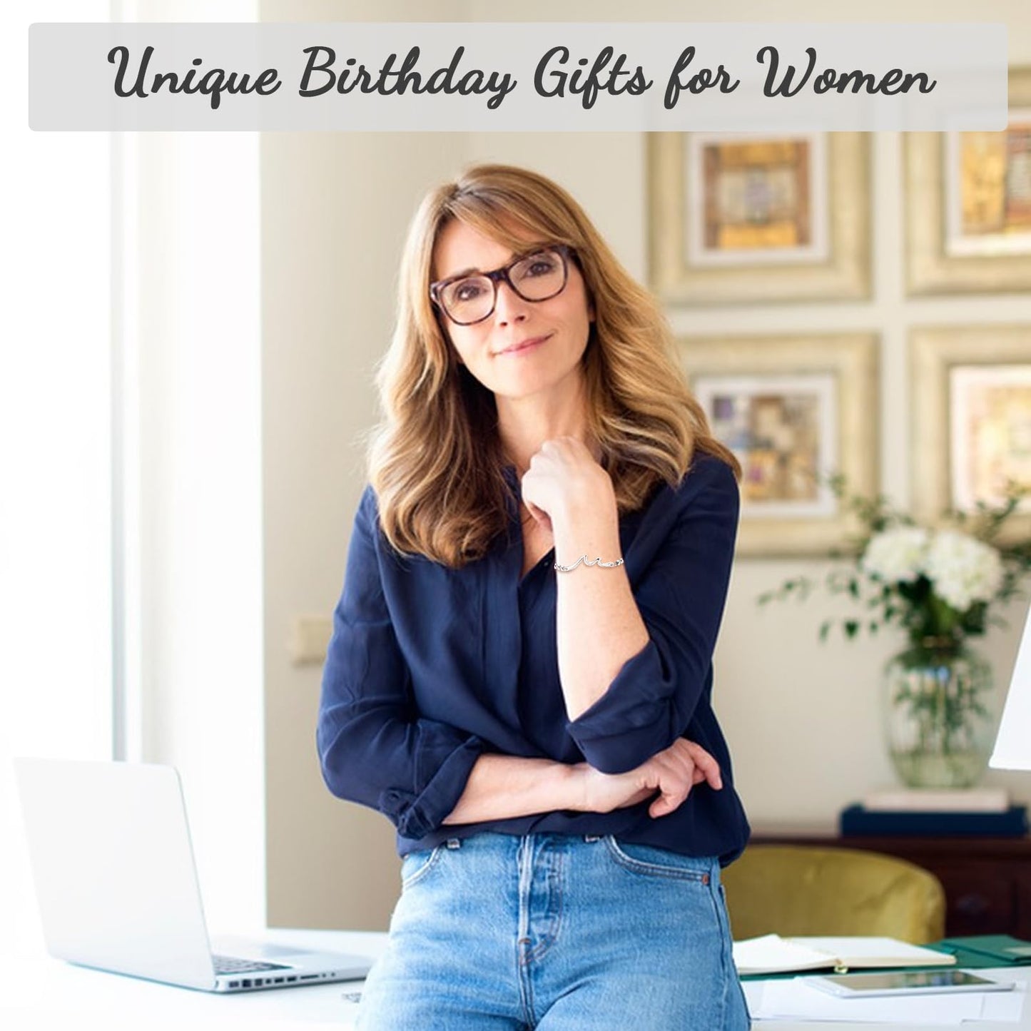 YBISNAIRE 40th Birthday Bracelet Gifts for Women, Silve Wave Bracelet Happy 40 Birthday Gifts for Her 40 Year Old Woman Wife Mom Aunt Woman Daughter Sister Bestie Friend with A Sentimental Gift Card