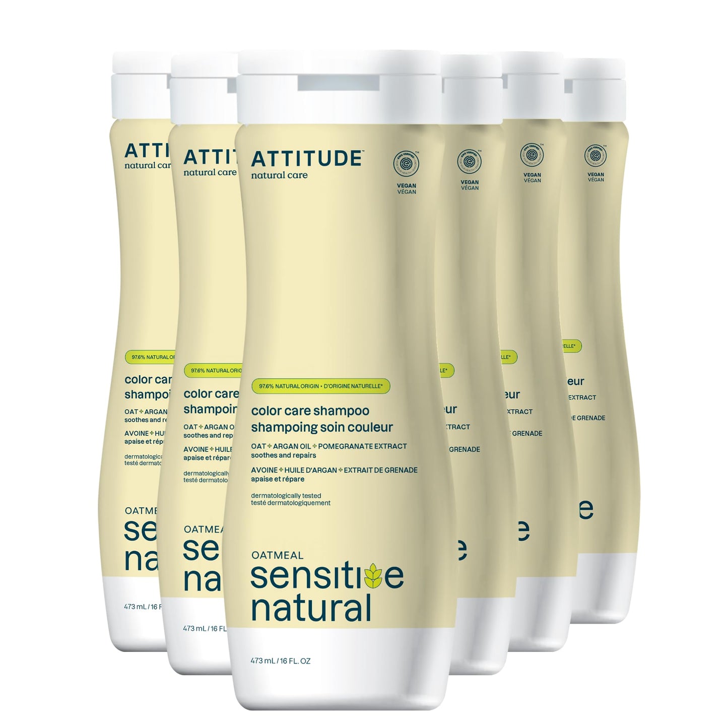 ATTITUDE Color Care Hair Shampoo for Sensitive Dry Scalp, EWG Verified, Soothing Oat, Protects Color, Naturally Derived Ingredie