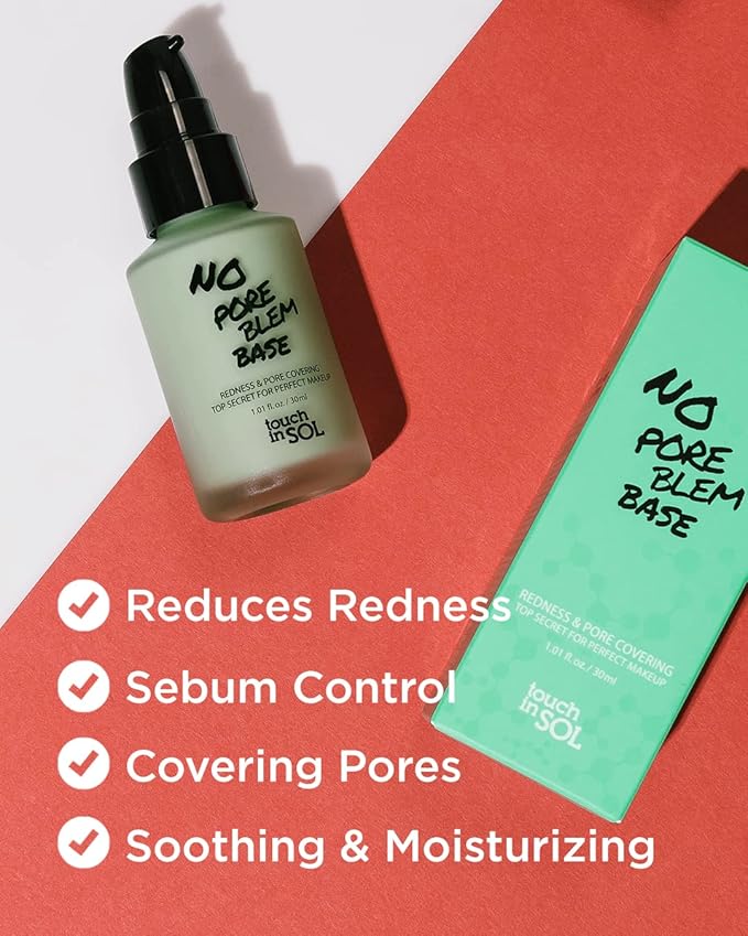 TOUCH IN SOL Best Korean Primer Duo – No Poreblem & Redness Correcting Base – Perfect for Oily Skin & Redness Neutralization – 1.01 fl.oz Each (30ml)
