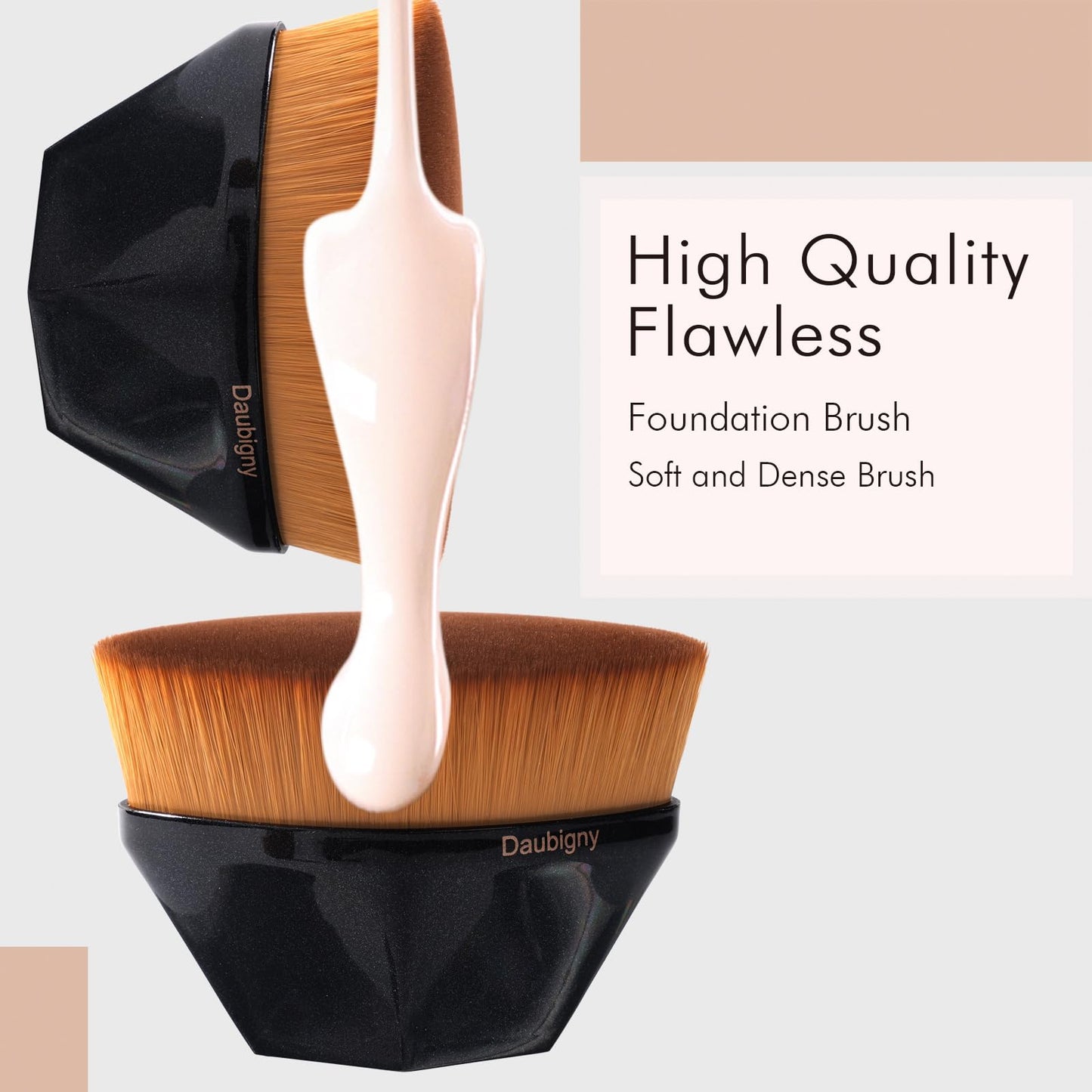 Foundation Makeup Brush For Self Tanner Flat Top Kabuki Hexagon Face Blush Liquid Powder Foundation Brush for Blending Liquid, C